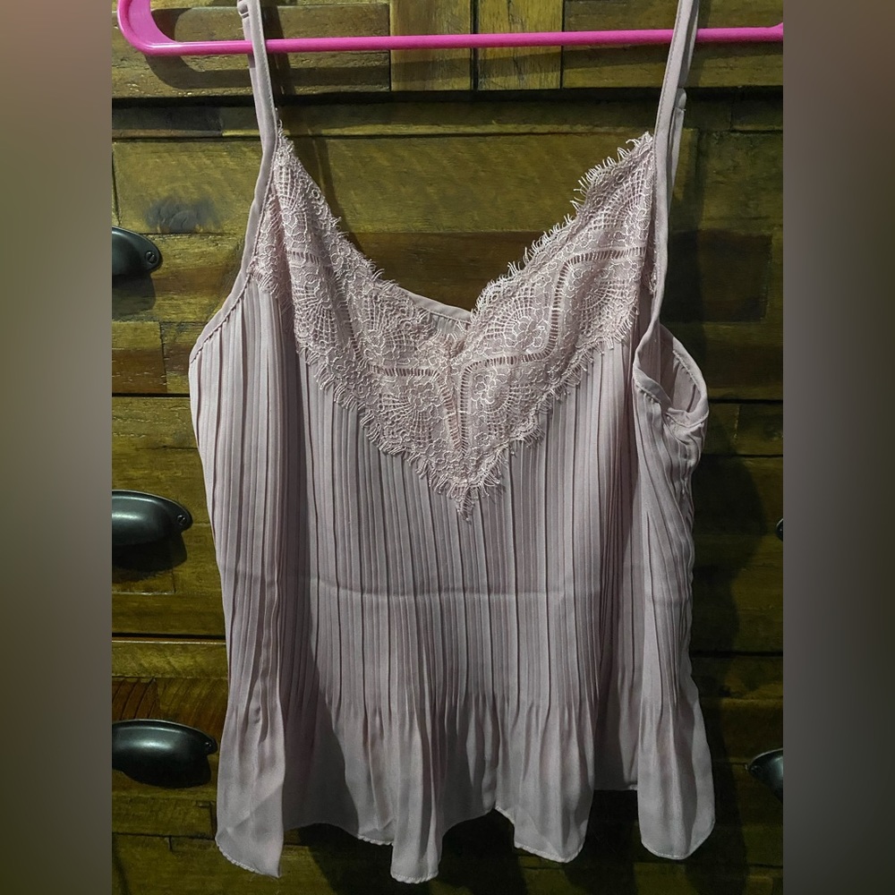 SHEIN lace detail plisse cami top